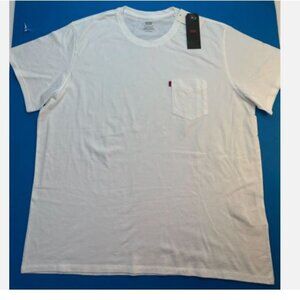 Levi's 100% Cotton T-Shirt Tee Men's Size XXL Chest Pocket Crew Neck White New